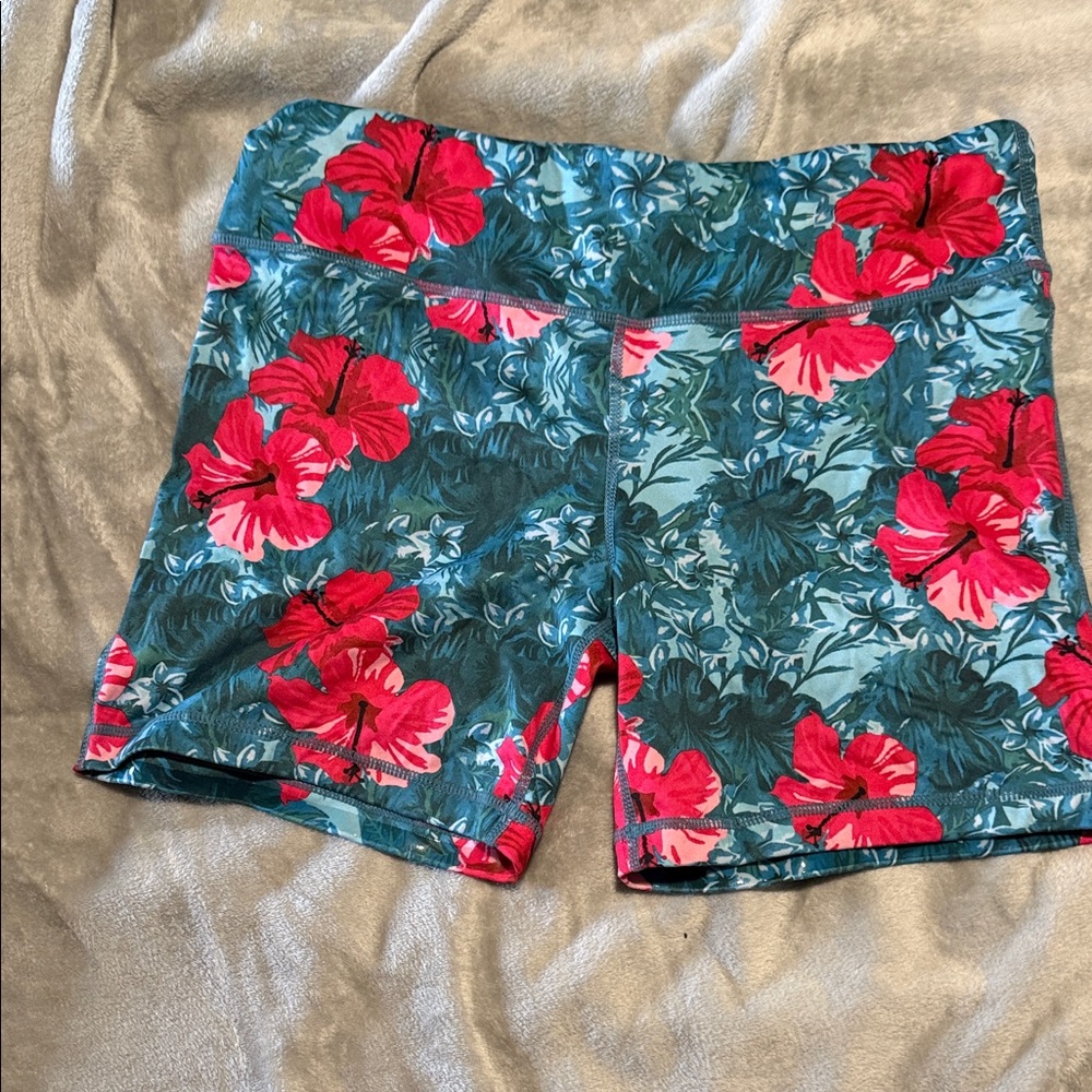 Floral Women's Shorts - Blue and Red